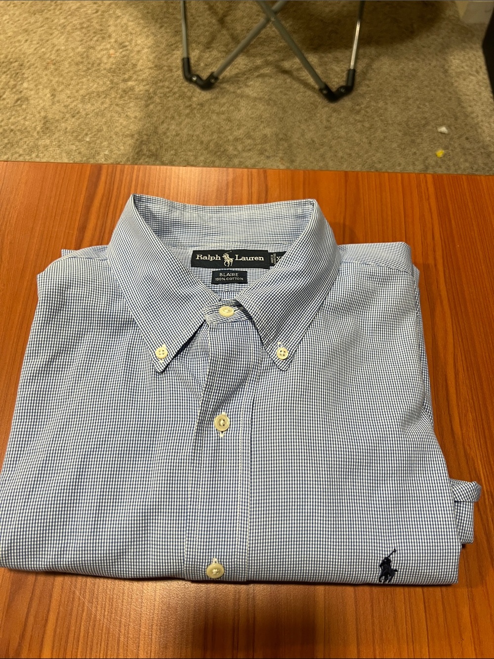 Ralph Lauren Blue Micro-Check Button-Down Shirt